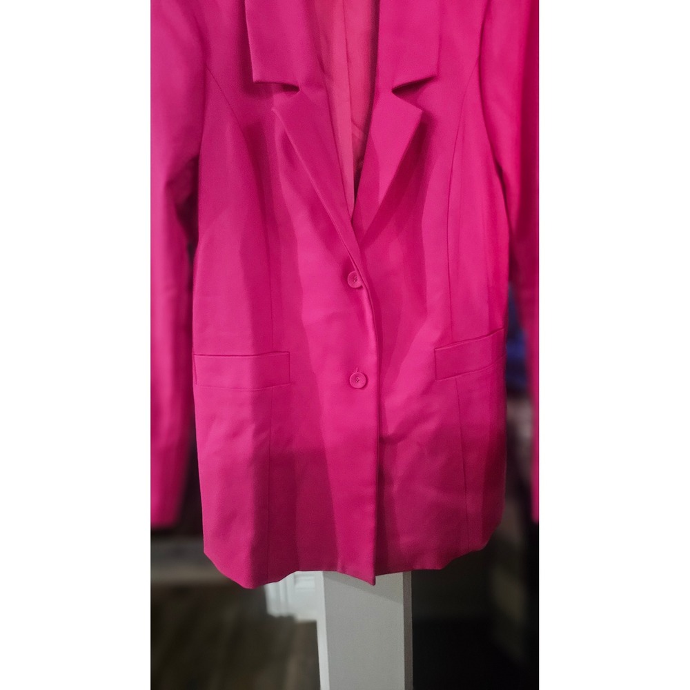 Barbiecore Show Me Your Mumu Hot Pink Two Button Longline Blazer Jacket Womens L